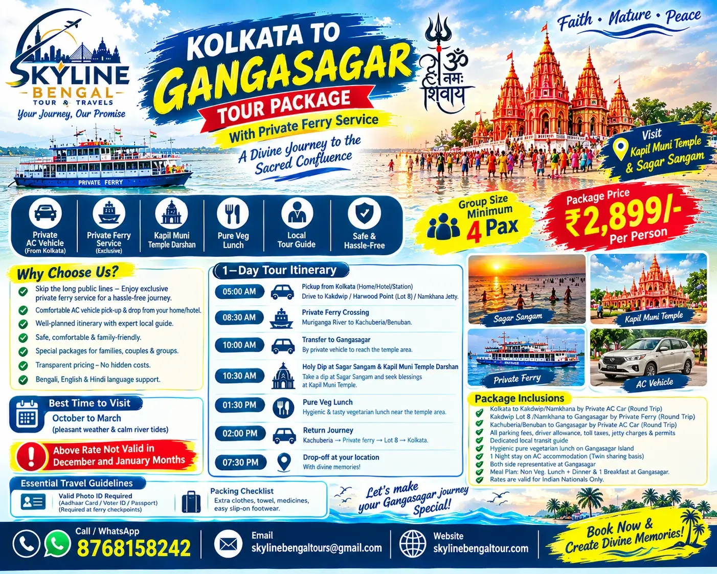 Kolkata to Gangasagar Tour Package with Private Ferry